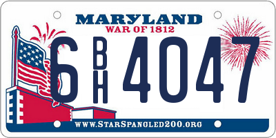 MD license plate 6BH4047
