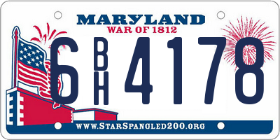 MD license plate 6BH4178