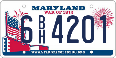 MD license plate 6BH4201