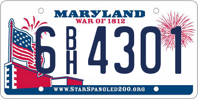 MD license plate 6BH4301