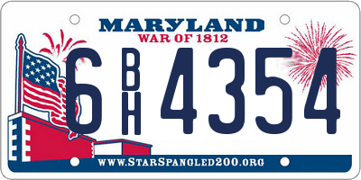 MD license plate 6BH4354