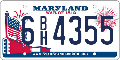 MD license plate 6BH4355