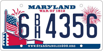 MD license plate 6BH4356