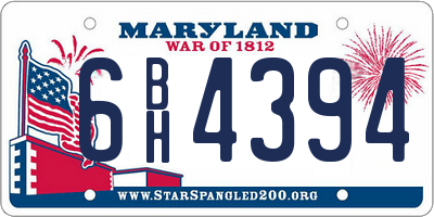 MD license plate 6BH4394