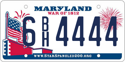 MD license plate 6BH4444