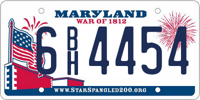 MD license plate 6BH4454