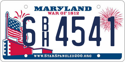 MD license plate 6BH4541
