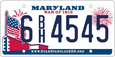 MD license plate 6BH4545