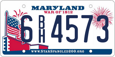 MD license plate 6BH4573