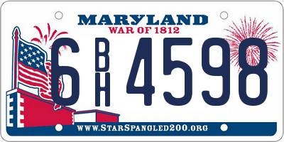 MD license plate 6BH4598