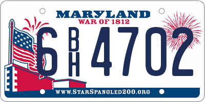 MD license plate 6BH4702