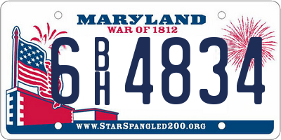 MD license plate 6BH4834