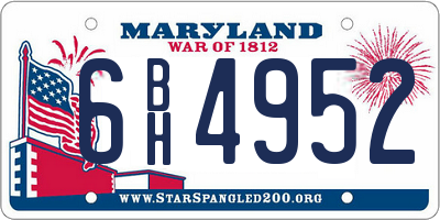 MD license plate 6BH4952