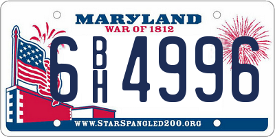 MD license plate 6BH4996