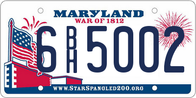 MD license plate 6BH5002