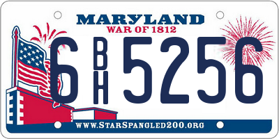 MD license plate 6BH5256