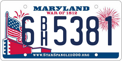 MD license plate 6BH5381