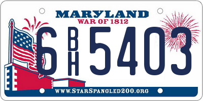 MD license plate 6BH5403