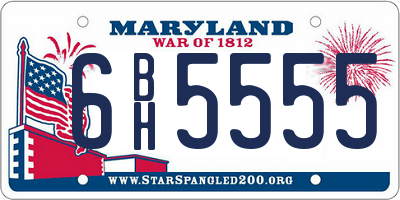 MD license plate 6BH5555