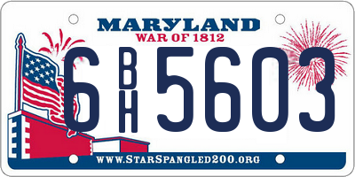 MD license plate 6BH5603