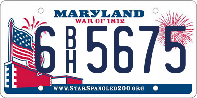 MD license plate 6BH5675