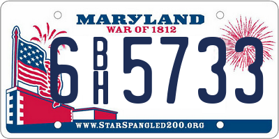 MD license plate 6BH5733