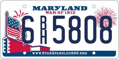 MD license plate 6BH5808