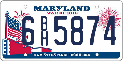 MD license plate 6BH5874