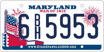 MD license plate 6BH5953