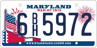 MD license plate 6BH5972