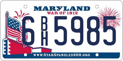 MD license plate 6BH5985