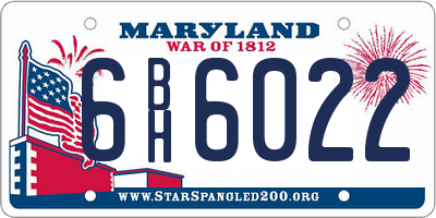 MD license plate 6BH6022