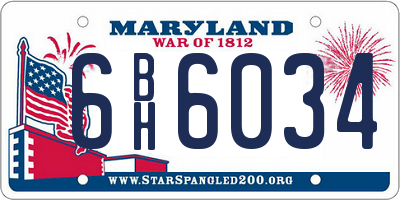 MD license plate 6BH6034