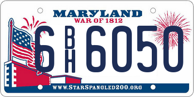MD license plate 6BH6050