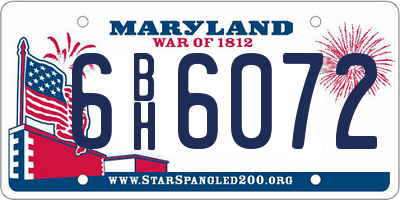 MD license plate 6BH6072