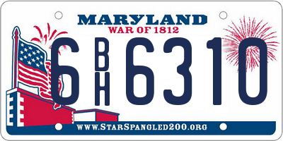 MD license plate 6BH6310