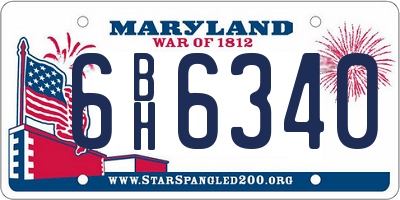 MD license plate 6BH6340