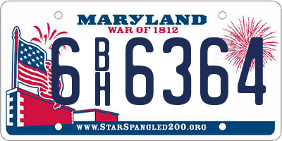 MD license plate 6BH6364