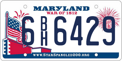 MD license plate 6BH6429
