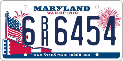 MD license plate 6BH6454