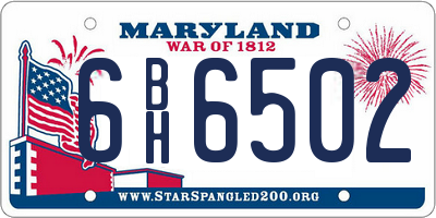 MD license plate 6BH6502
