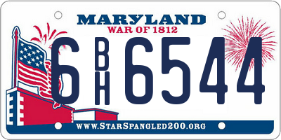 MD license plate 6BH6544