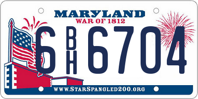 MD license plate 6BH6704