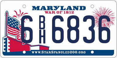 MD license plate 6BH6836
