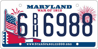 MD license plate 6BH6988