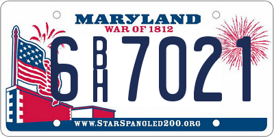 MD license plate 6BH7021