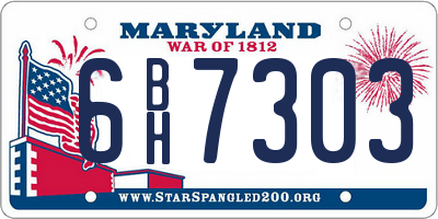 MD license plate 6BH7303