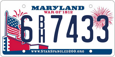 MD license plate 6BH7433