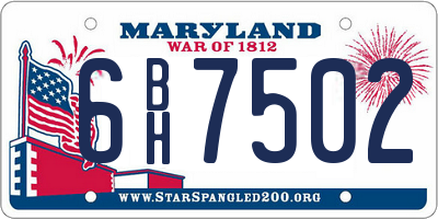 MD license plate 6BH7502