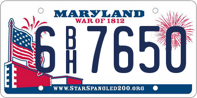MD license plate 6BH7650